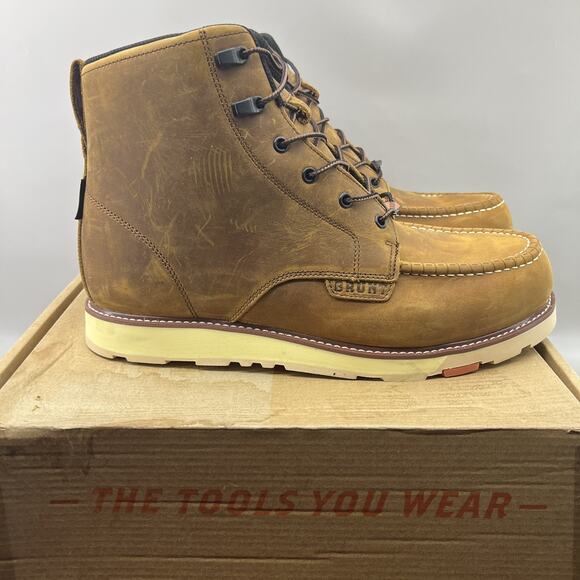 BRUNT Marin 6" Soft Toe Work Boots Men Size 14 Brown Waterproof Comfort Shoes - Picture 1 of 10